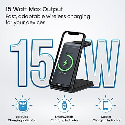 Portronics Freedom Trio 15w 3in1 Wireless Charger for iPhone 15/15 Plus/15 Pro/15 Pro Max, iPhone 14/14 Plus/14 Pro/Max, iPhone 13/12/11 Series, iWatches and AirPods etc. Portronics Freedom Trio 15w 3in1 Wireless Charger for iPhone 15/15 Plus/15 Pro/15 Pro Max, iPhone 14/14 Plus/14 Pro/Max, iPhone 13/12/11 Series, iWatches and AirPods etc.
