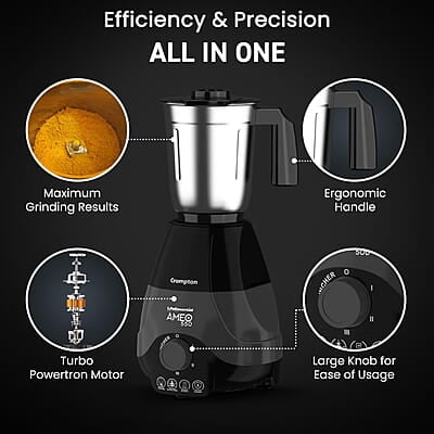 Crompton Ameo 550-Watt Mixer Grinder with MaxiGrind and Motor Vent-X Technology Crompton Ameo 550-Watt Mixer Grinder with MaxiGrind and Motor Vent-X Technology