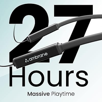 Ambrane Bassband Hyper Wireless Earphones with 27Hrs Playtime,3Hrs Playtime in 10 Mins Charge,Boostedbass Sound,Multifunctional Controls,Voice Assistance,Ipx4 Ambrane Bassband Hyper Wireless Earphones with 27Hrs Playtime,3Hrs Playtime in 10 Mins Charge,Boostedbass Sound,Multifunctional Controls,Voice Assistance,Ipx4