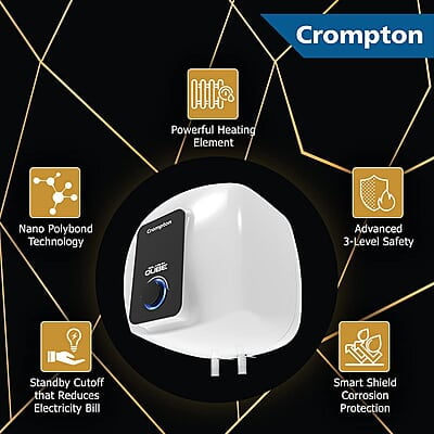 Crompton Solarium Qube 10-L 5 Star Rated Storage Water Heater (Geyser) wit Crompton Solarium Qube 10-L 5 Star Rated Storage Water Heater (Geyser) wit