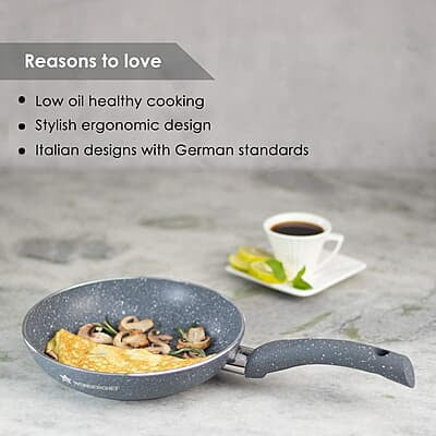 Wonderchef Granite 24 cm Non-Stick Fry Pan 1.8 L Grey 5 Layer PFOA Free Non-Stick Coating Wonderchef Granite 24 cm Non-Stick Fry Pan 1.8 L Grey 5 Layer PFOA Free Non-Stick Coating