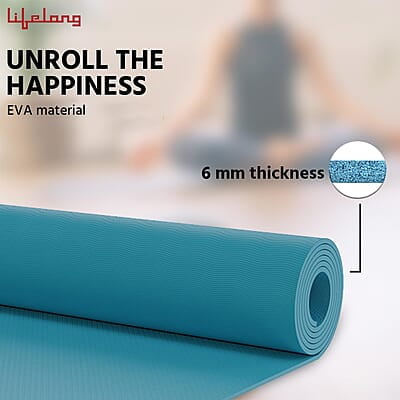 Lifelong Yoga mat for Women & Men EVA Material 6mm  Anti Slip for Gym Workout