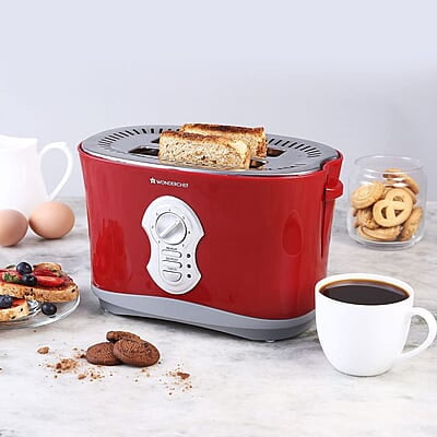Wonderchef Crimson Edge Slice Toaster with Defrost, Reheat & Cancel Function 800 Watt Wonderchef Crimson Edge Slice Toaster with Defrost, Reheat & Cancel Function 800 Watt