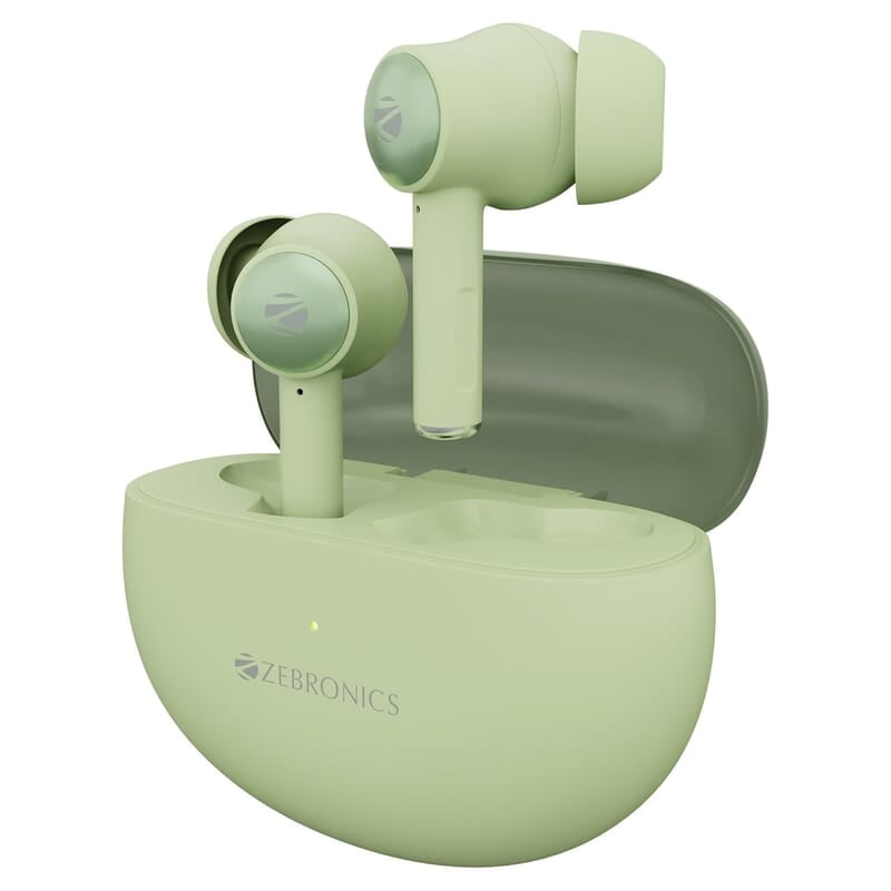 ZEBRONICS MIST in-Ear Wireless Earbuds, with up-to 27 Hours Backup, Environmental Noise Cancellation (ENC), Gaming Mode, Touch Control, Voice Assistant Support, Splash Proof Design