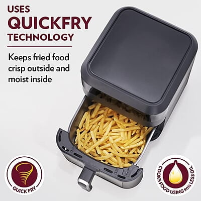 Borosil Digital Air Fryer 4.7 L Capacity with Digital Display | 10 Menu Mode For Home Kitchen | 8 in 1 Function | Air Fryer for Bake, Grill, Roast, Reheat etc. | 90% Less Oil | 1300 Watt
