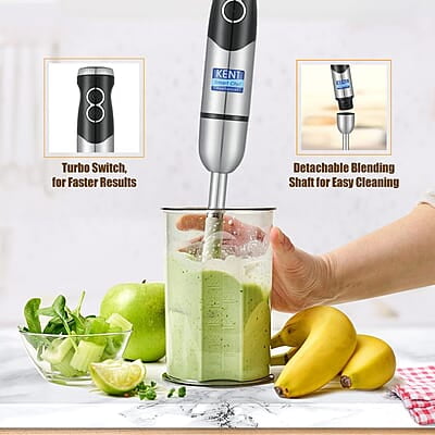 Kent Ss Hand Blender 450W | Variable Speed Control | Turbo Switch For Fast Blending | Detachable Shaft For Easy Cleaning | Hot & Cold Blending | Low Noise Dc Motor - Stainless Steel, 450 Watts, Silver Kent Ss Hand Blender 450W | Variable Speed Control | Turbo Switch For Fast Blending | Detachable Shaft For Easy Cleaning | Hot & Cold Blending | Low Noise Dc Motor - Stainless Steel, 450 Watts, Silver