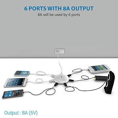 Portronics POR 343 UFO USB Home Charger 6 Ports 8A Charging Station for Smartphones and Tablets Portronics POR 343 UFO USB Home Charger 6 Ports 8A Charging Station for Smartphones and Tablets