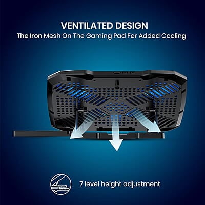Portronics My Buddy Air 4 Laptop Cooling Pad with Triple Cooling Fans, Multi-Level Height Adjustable, Mobile Holder