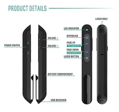 Rts 2024 Wireless Presenter Pointer for Presentation Slide Changer Laser Pointer PPT RF 2.4GHz Hyperlink & Volume Remote Control PowerPoint Office Presentation Clicker for Keynote Rts 2024 Wireless Presenter Pointer for Presentation Slide Changer Laser Pointer PPT RF 2.4GHz Hyperlink & Volume Remote Control PowerPoint Office Presentation Clicker for Keynote