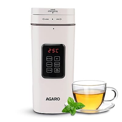 AGARO Delite Portable Electric Kettle, 500 Ml, Fast Boiling, Adjustable Temperature, Keep Warm, Dechlorination, Porridge, Double Layered Body