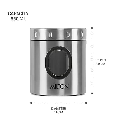 MILTON Steel Crispy 550 Storage Jar, 550 ml Light Weight Odour Proof Dishwasher Safe MILTON Steel Crispy 550 Storage Jar, 550 ml Light Weight Odour Proof Dishwasher Safe