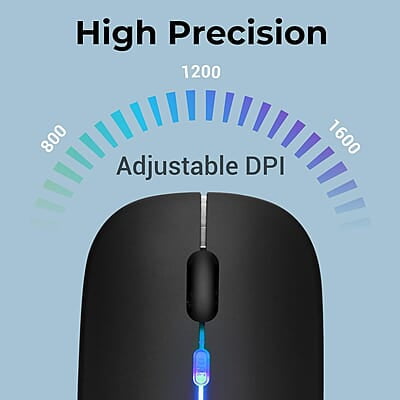 ZEBRONICS Newly Launched Blanc Slim Wireless Mouse with Rechargeable Battery, BT + 2.4GHz, 4 Buttons, 800/1200/1600 DPI, Silent Operation, Multicolor LED Lights ZEBRONICS Newly Launched Blanc Slim Wireless Mouse with Rechargeable Battery, BT + 2.4GHz, 4 Buttons, 800/1200/1600 DPI, Silent Operation, Multicolor LED Lights
