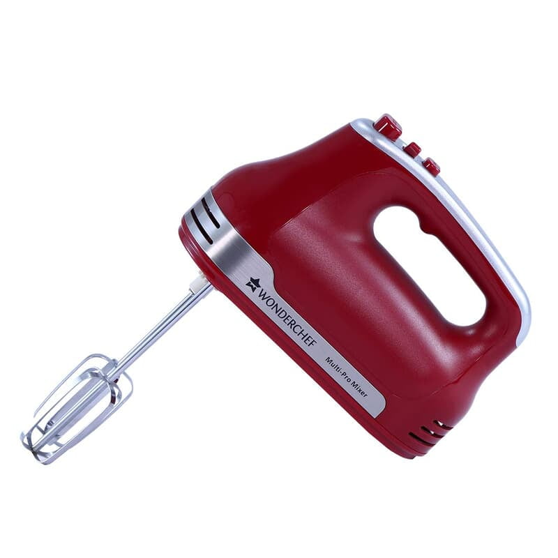 Wonderchef Crimson Edge 5 Speed Electric Hand Mixer 300W SS Whisk Beaters and Dough Hooks Wonderchef Crimson Edge 5 Speed Electric Hand Mixer 300W SS Whisk Beaters and Dough Hooks