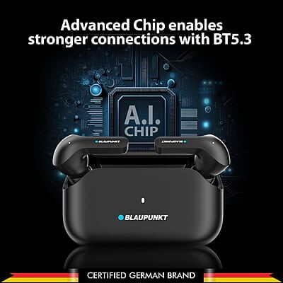 Blaupunkt Newly Launched BTW300 XTREME True Wireless Earbuds with Unstoppable 150 Hours* Playtime I Massive 800mAh Battery I CRISPR ENC AI MIC I BT Ver 5.3 I Gaming-Ready I TurboVolt Charging