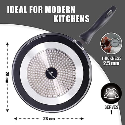 Wonderchef Duralite Die-cast 28 cm Dosa Tawa 5 Layer Healthy Duramax Non-Stick Coating Wonderchef Duralite Die-cast 28 cm Dosa Tawa 5 Layer Healthy Duramax Non-Stick Coating