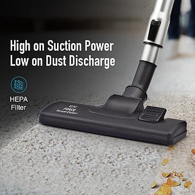 KENT Force Cyclonic Vacuum Cleaner KSL 160 2000W Washable HEPA Filter Low Noise Rubberized Wheels Multiple Accessories Bagless Design Auto Cord Retractor White/Silver KENT Force Cyclonic Vacuum Cleaner KSL 160 2000W Washable HEPA Filter Low Noise Rubberized Wheels Multiple Accessories Bagless Design Auto Cord Retractor White/Silver