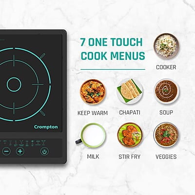 Crompton Instaserve 1500 W Induction Cooktop New with Tactile Push Buttons Crompton Instaserve 1500 W Induction Cooktop New with Tactile Push Buttons