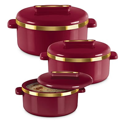 MILTON Curve Inner Stainless Steel Casserole Set of 3 (840 ml, 1300 ml, 1880 ml) MILTON Curve Inner Stainless Steel Casserole Set of 3 (840 ml, 1300 ml, 1880 ml)