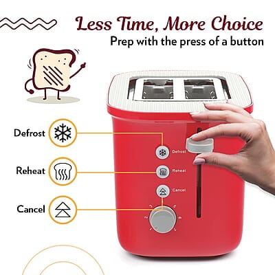 Borosil Krispy Pop-up Toaster, 2-Slice Toaster, 7 Browning Settings, Removable Crumb Tray, 800 W, Red Borosil Krispy Pop-up Toaster, 2-Slice Toaster, 7 Browning Settings, Removable Crumb Tray, 800 W, Red