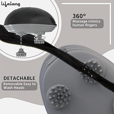 Lifelong Rechargeable Electric Head & Scalp Kneading Massager, 4 Speed Modes, Handheld Portable Head Massager for Hair Growth