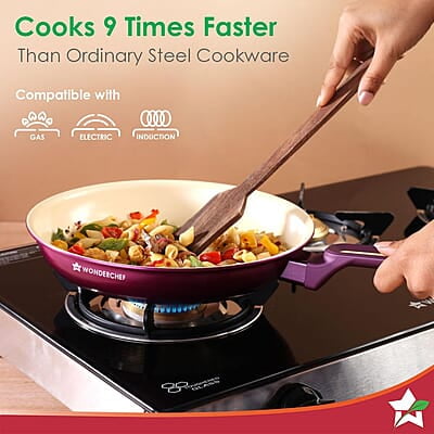 Wonderchef Bellagio Fry Pan 20 cm 1.1 L 3mm Thickness Non-Stick Ceramic Coating Wonderchef Bellagio Fry Pan 20 cm 1.1 L 3mm Thickness Non-Stick Ceramic Coating