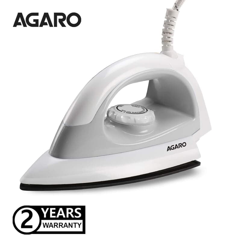 AGARO Eva Electric Dry Iron, 1000W, Non- Stick Coated Heavy Sole Plate AGARO Eva Electric Dry Iron, 1000W, Non- Stick Coated Heavy Sole Plate