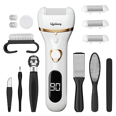 Lifelong Callus Remover for Feet with Pedicure Kit, Callus Remover For Feet Electronic, CallusRemover, 3 Roller Heads, 2 Speeds & Rechargeable Battery
