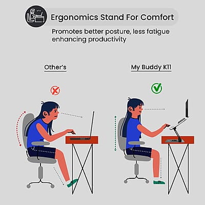 Portronics My Buddy K11 Metal Laptop Stand with 360° Rotation, Height & Angle Adjustable, Foldable Design Portronics My Buddy K11 Metal Laptop Stand with 360° Rotation, Height & Angle Adjustable, Foldable Design
