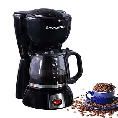 Wonderchef Onyx Brew Coffee Maker, Borosilicate Glass Carafe, Anti-Drip System, Fitered Water Drip Coffee Tank