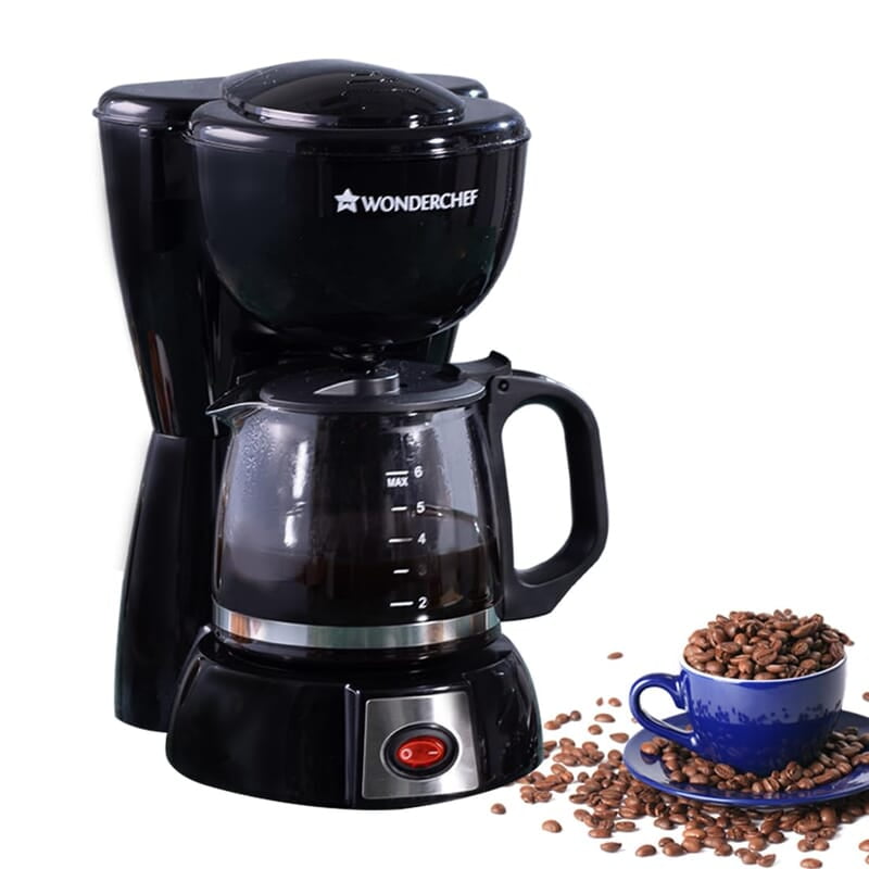Wonderchef Onyx Brew Coffee Maker, Borosilicate Glass Carafe, Anti-Drip System, Fitered Water Drip Coffee Tank