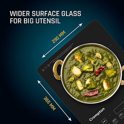 Crompton Instaserve 2100 W Induction Cooktop with 12 Feather Touch Buttons Crompton Instaserve 2100 W Induction Cooktop with 12 Feather Touch Buttons