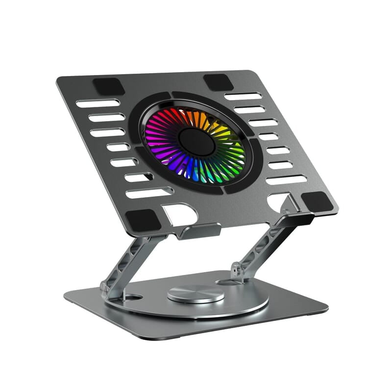 Portronics My Buddy Spinlight Laptop Stand with Cooling Fan, 360° Rotating Base, Adjustable Height Portronics My Buddy Spinlight Laptop Stand with Cooling Fan, 360° Rotating Base, Adjustable Height