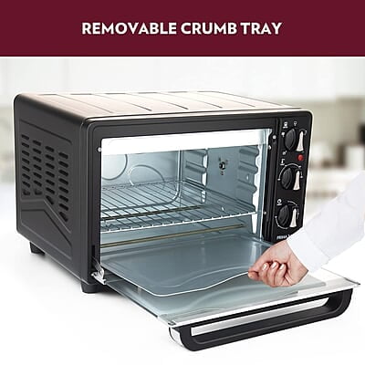 Borosil Prima 24 L Oven Toaster & Grill, Motorised Rotisserie & Convection Heating, 5 Heating Modes, Black