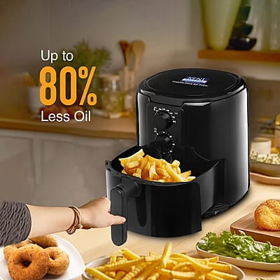KENT Classic Plus Air Fryer | 1300W Power & 4.2L Capacity | Vapour Steam for Crisp Frying, Grill, Roast, Steam & Bake | Auto Cut-Off | 80% Less Oil | High Temperature & Uniform Heating | Black KENT Classic Plus Air Fryer | 1300W Power & 4.2L Capacity | Vapour Steam for Crisp Frying, Grill, Roast, Steam & Bake | Auto Cut-Off | 80% Less Oil | High Temperature & Uniform Heating | Black