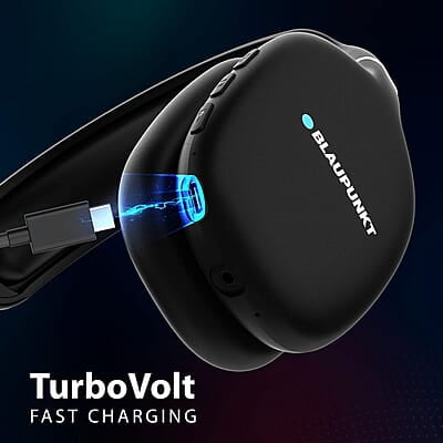 Blaupunkt BH31 Bluetooth Wireless Over Ear Headphones I 40MM Drivers I HD Sound I Soft PU Headband I Media & Volume Control with Built in Mic I TurboVolt Fast Charging I AUX Port Blaupunkt BH31 Bluetooth Wireless Over Ear Headphones I 40MM Drivers I HD Sound I Soft PU Headband I Media & Volume Control with Built in Mic I TurboVolt Fast Charging I AUX Port