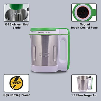 Wonderchef Automatic Soup Maker 1.0 Litre 800 Watts Heater Green