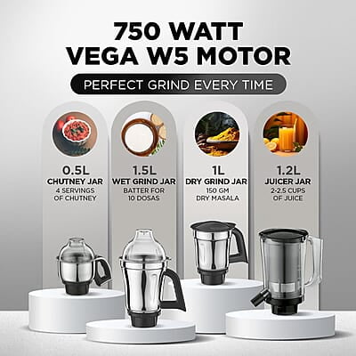 Preethi Zodiac Glitter MG 264, 750 Watt Mixer Grinder, 5 Jars Preethi Zodiac Glitter MG 264, 750 Watt Mixer Grinder, 5 Jars