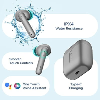 boAt Airdopes 141 Bluetooth Truly Wireless in Ear Ear Buds w/ 45H Playtime,Low Latency Mode for Gaming, ENx Tech, IWP, IPX4 Water Resistance, Smooth Touch Controls