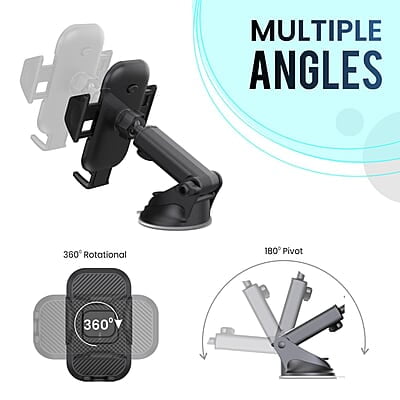 Portronics Clamp M Car Mobile Holder with 360° Rotational, Strong Suction Cup, One Click Release Button Compatible with 4 to 6 inch Devices Portronics Clamp M Car Mobile Holder with 360° Rotational, Strong Suction Cup, One Click Release Button Compatible with 4 to 6 inch Devices