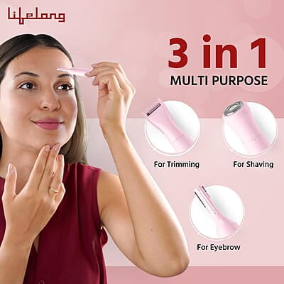 Lifelong Trimmer for Women 4 in 1 Women Trimmer, 60 Minutes Runtime, Rechargeable Women Trimmer Pink