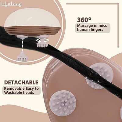 Lifelong Rechargeable Electric Head & Scalp Kneading Massager, 4 Speed Modes, Handheld Portable Head Massager for Hair Growth