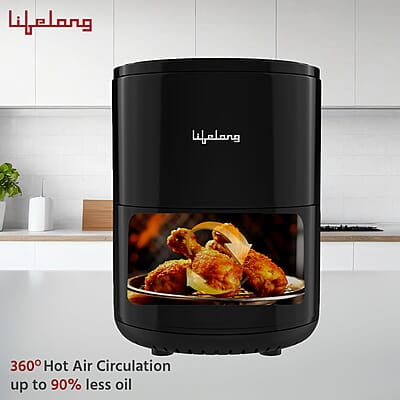 Lifelong Digital Air Fryer For Home - 2.5 Litre Airfryer With Touch Panel & 6 Pre-Set Menus-1000 W Electric Fryer