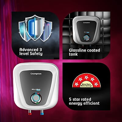 Crompton Solarium Care 10-L 5 Star Storage Water Heater (Geyser) with Rust Proof Plastic Body Crompton Solarium Care 10-L 5 Star Storage Water Heater (Geyser) with Rust Proof Plastic Body