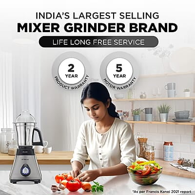 Preethi Steel Supreme MG-208 mixer grinder, 750 watt (Silver/ Black), 4 jars - Super Extractor juicer Jar, Vega W5 Preethi Steel Supreme MG-208 mixer grinder, 750 watt (Silver/ Black), 4 jars - Super Extractor juicer Jar, Vega W5