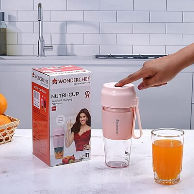 Wonderchef Plastic Nutri-Cup Portable Blender Usb Charging Rechargeable Blender 300Ml Pink Wonderchef Plastic Nutri-Cup Portable Blender Usb Charging Rechargeable Blender 300Ml Pink