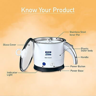 KENT Kettle Multicooker Cum Steamer 1.2 liters 800W| Boiling of Water, Tea ,Eggs , Instant Noodle Maker, Steaming idlis, Momos |Inner Stainless Steel without joint and welding & Cool Touch Outer Body KENT Kettle Multicooker Cum Steamer 1.2 liters 800W| Boiling of Water, Tea ,Eggs , Instant Noodle Maker, Steaming idlis, Momos |Inner Stainless Steel without joint and welding & Cool Touch Outer Body
