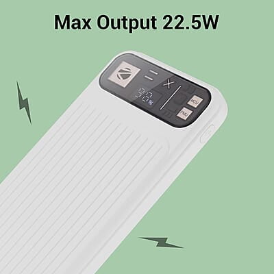 ZEBRONICS MB10000S13 Power Bank, 10000 mAh, Rapid Charge, 22.5W Output, Dual USB Output, PD 3.0 Type C, Built in Protections, Percentage Indicator, Made in India