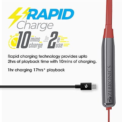 ZEBRONICS Zeb-Evolve BTv5.0, Voice Assistant, Rapid Charge, Dual Pairing, Call Function, Magnetic Earpiece Bluetooth Wireless in Ear Earphones with Mic ZEBRONICS Zeb-Evolve BTv5.0, Voice Assistant, Rapid Charge, Dual Pairing, Call Function, Magnetic Earpiece Bluetooth Wireless in Ear Earphones with Mic
