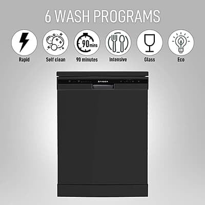 Faber 12 Place Settings Dishwasher (FFSD 6PR 12S, Neo Black, Best suited for Indian Kitchen, Hygiene Wash Faber 12 Place Settings Dishwasher (FFSD 6PR 12S, Neo Black, Best suited for Indian Kitchen, Hygiene Wash