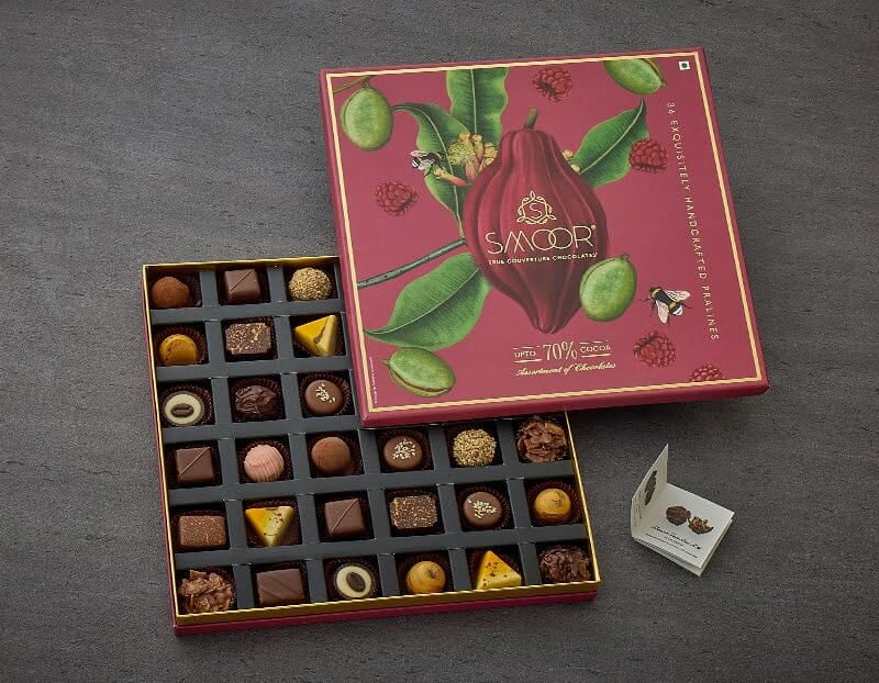 SMOOR Luxury Couverture Chocolate Box Premium Chocolate Gift Hamper for Birthday, Anniversary, Mother's Day, Rakhi, Diwali & Special Occasions (36 Count (Pack of 1)